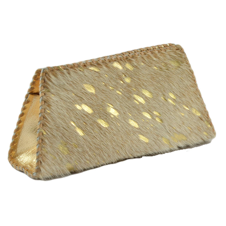 Nina Eyeglass Case Cowhide Hairon Leather: Gold