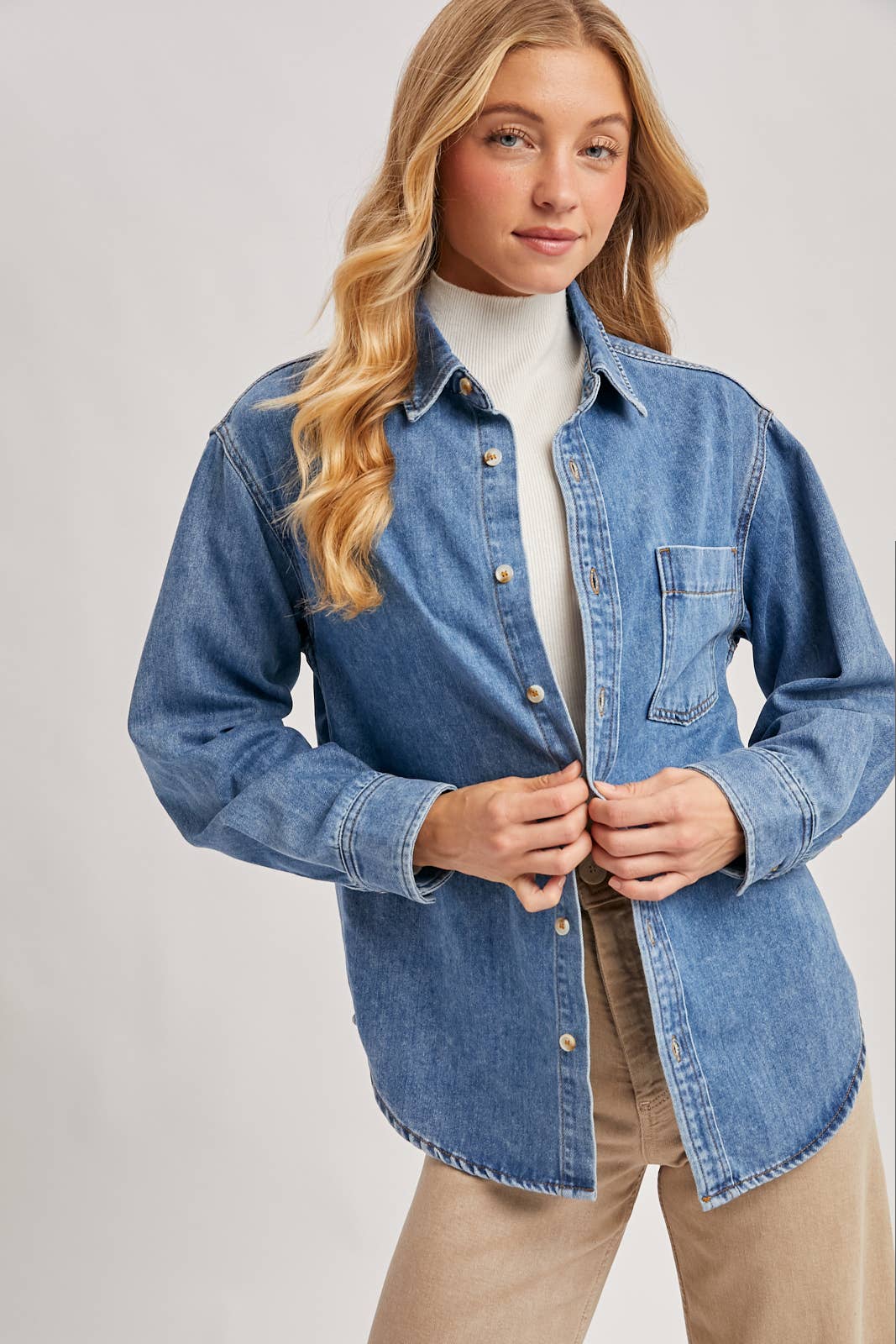 DENIM BUTTON DOWN SHIRTS: LT.WASH
