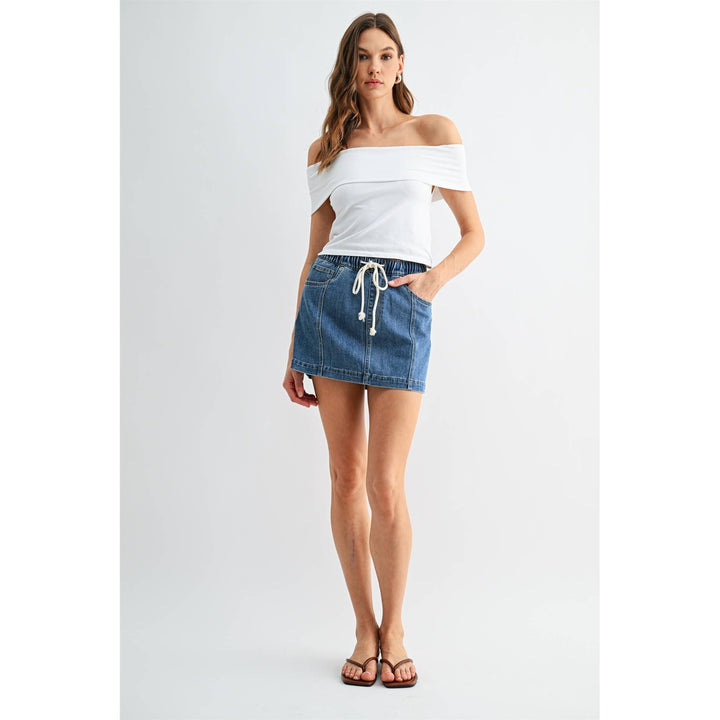 High-Rise Pull On Mini Skirt: Havelock Blue