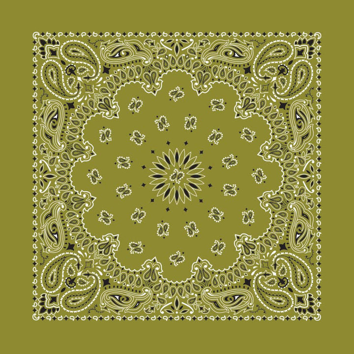 Bandanna - 22" MADE IN USA - Olive Paisley