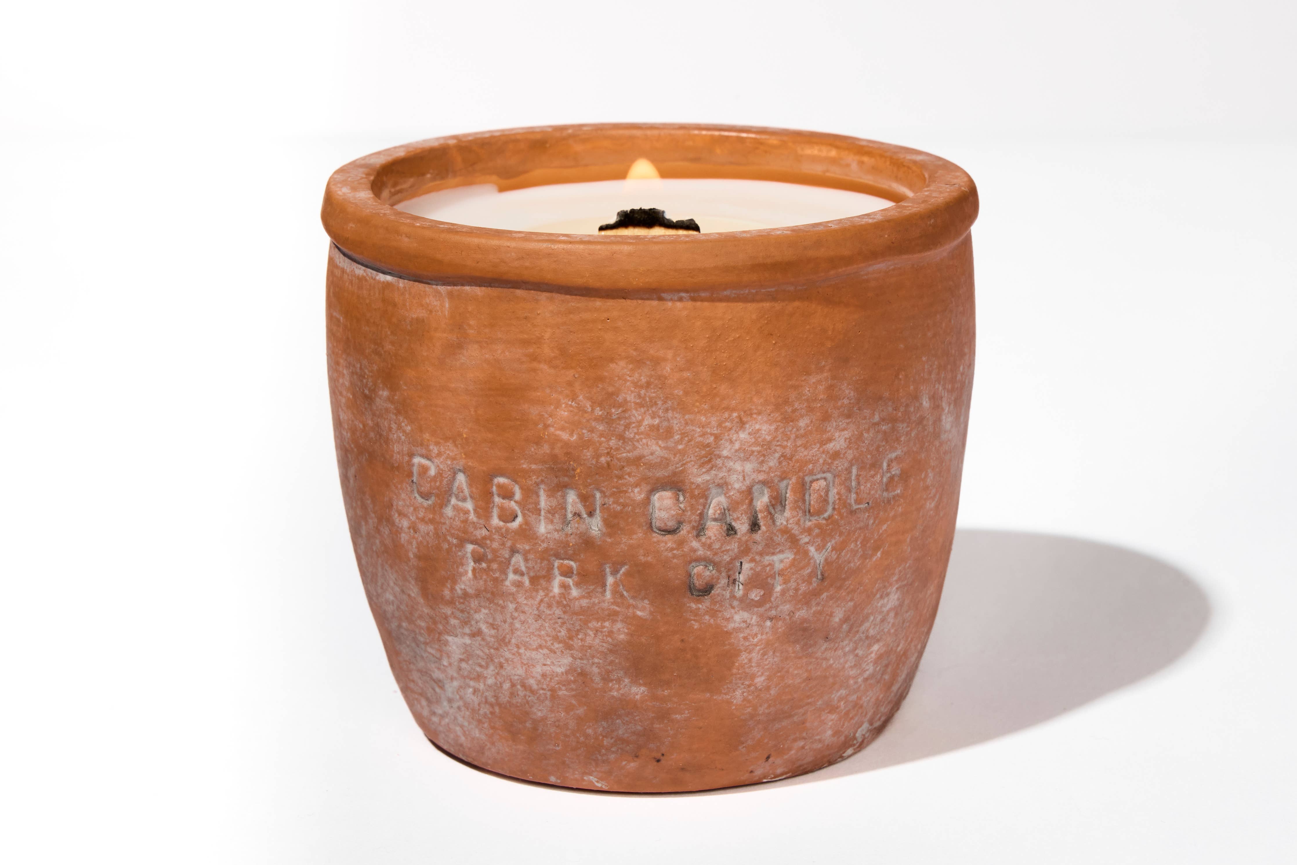 12 oz Plant Pot Scented Candle, Terra cotta pot, Seed Label: Flourish