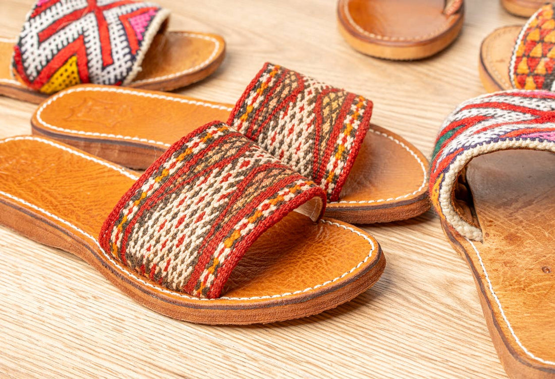 Moroccan Kilim Open-Toe Slides