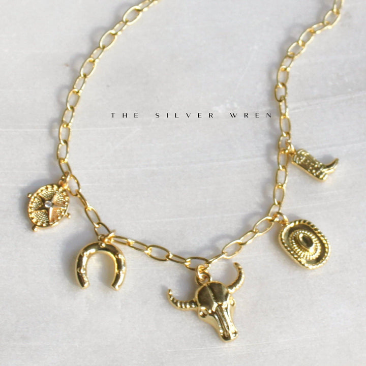 Western Multi Charm Necklace: 16 inch