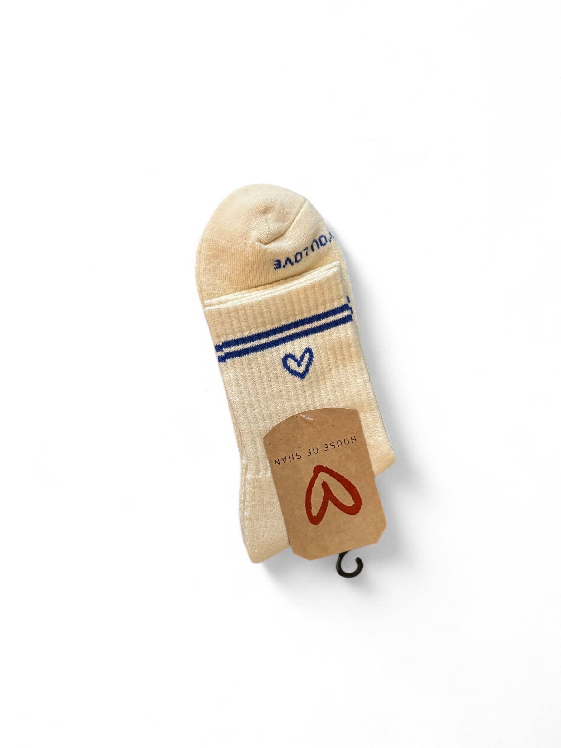 House of Shan "Shortie" Socks: Creme w/Black