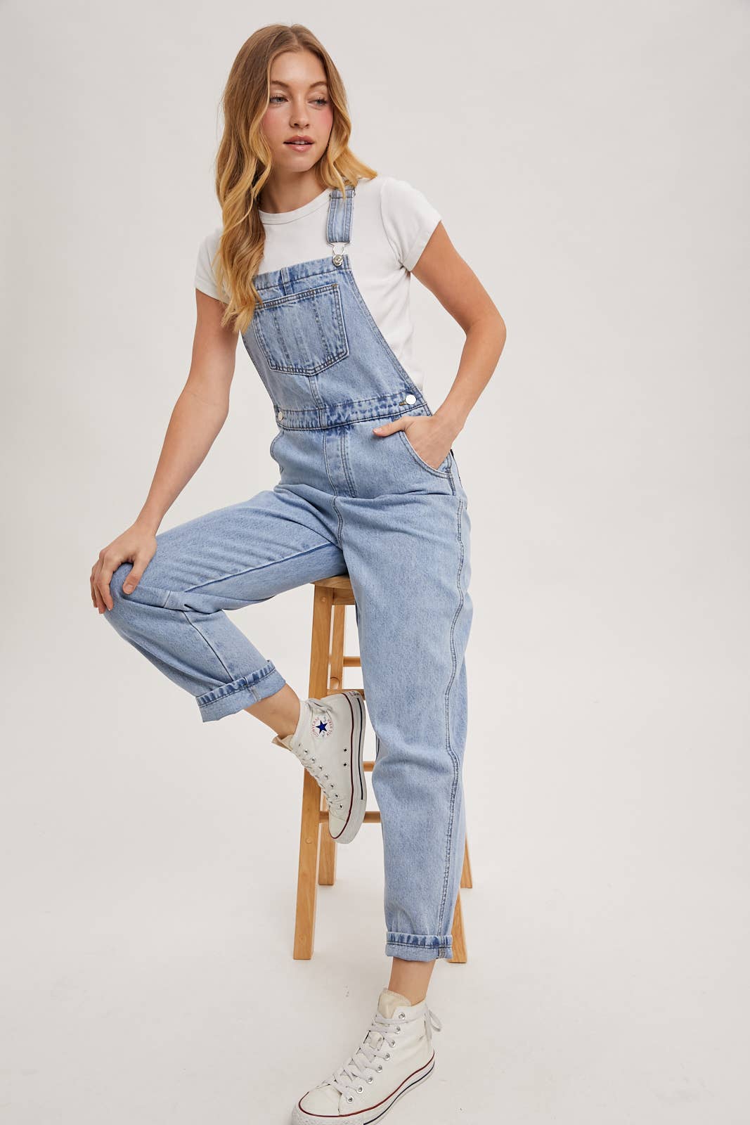DENIM STRAIGHT LEG OVERALLS