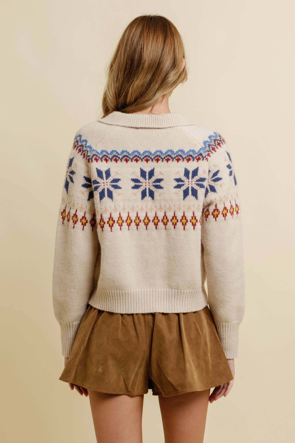 SNOWFLAKE BUTTON UP SWEATER