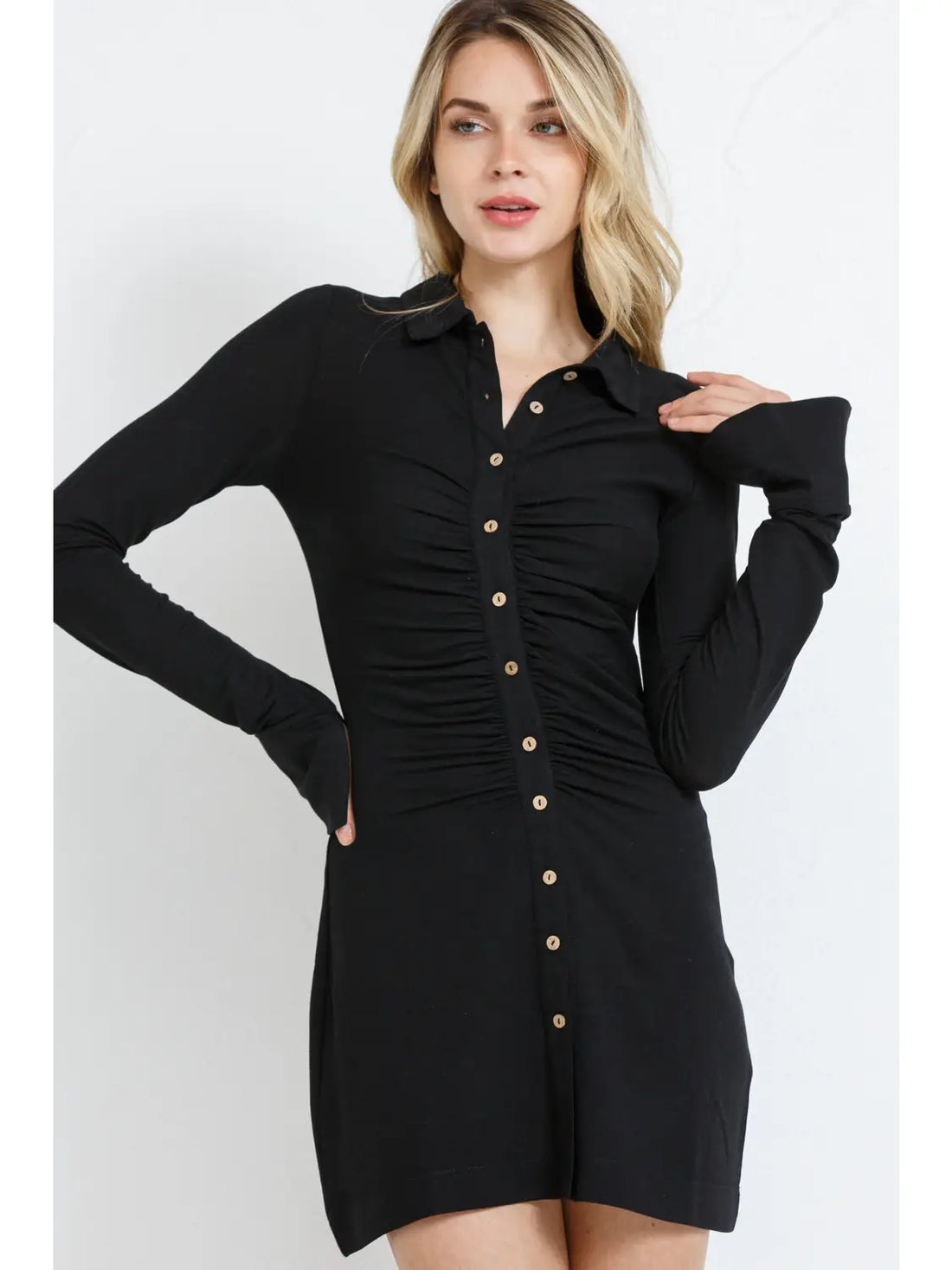 Shimering Jersey Ruched Placket