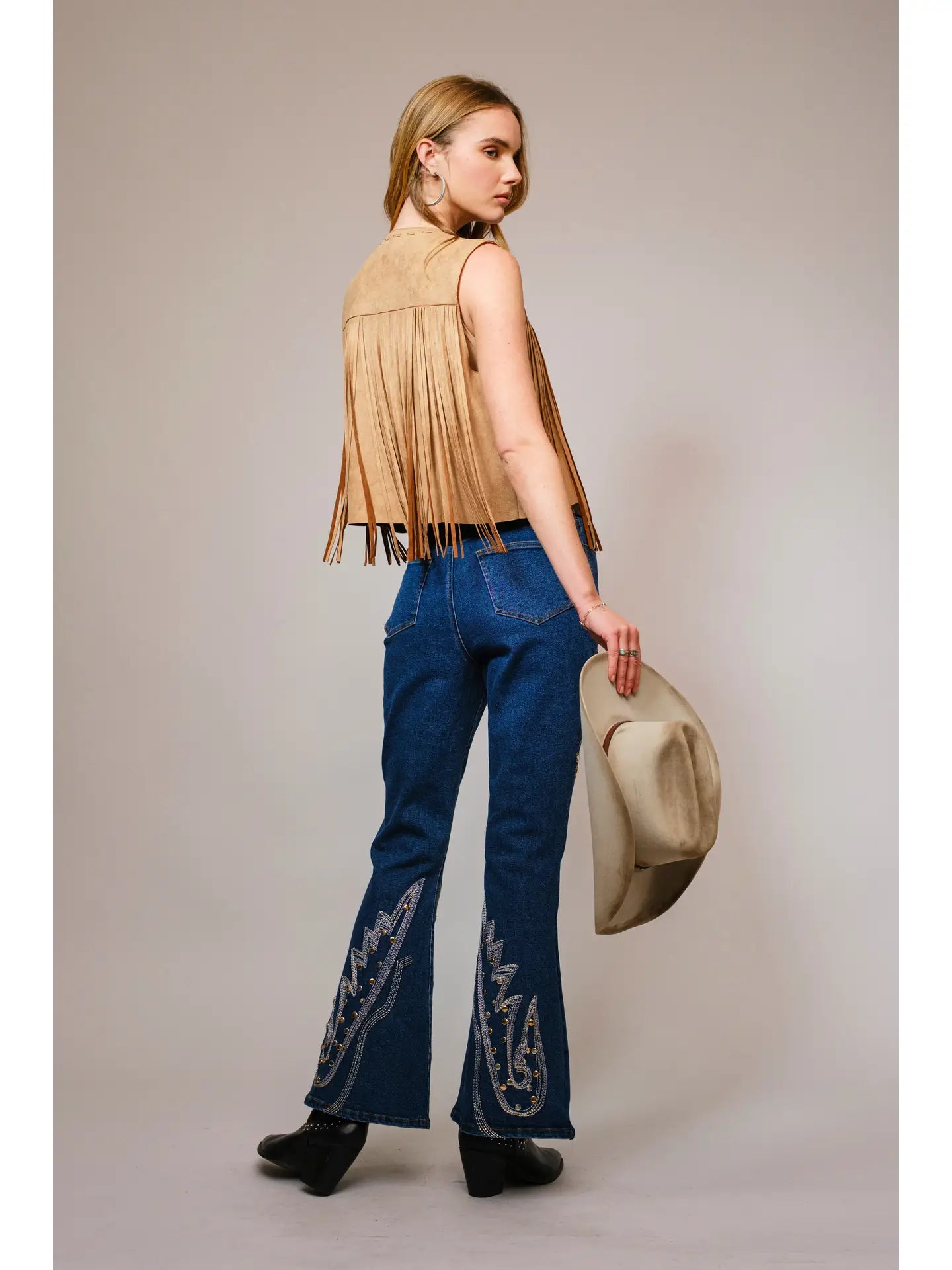 Suede Fringe Western Vest
