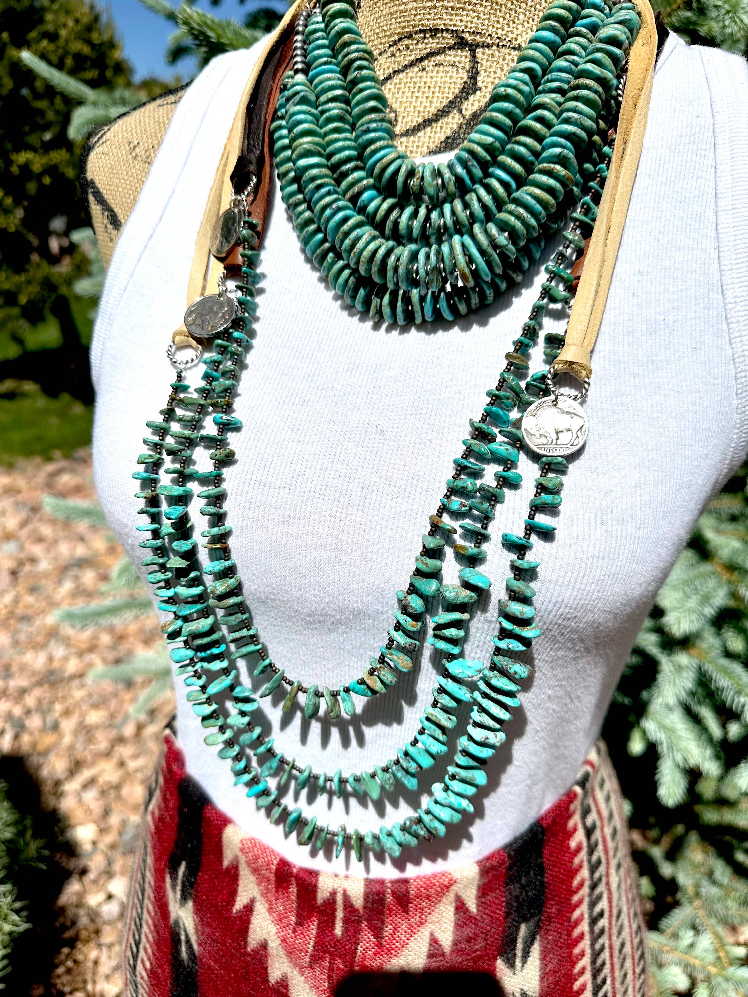 Graduated Turquoise Disk Necklace