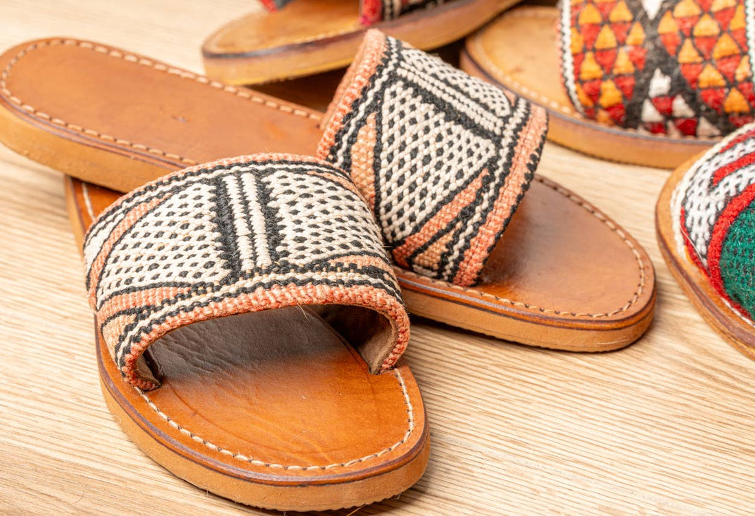 Moroccan Kilim Open-Toe Slides: US-7