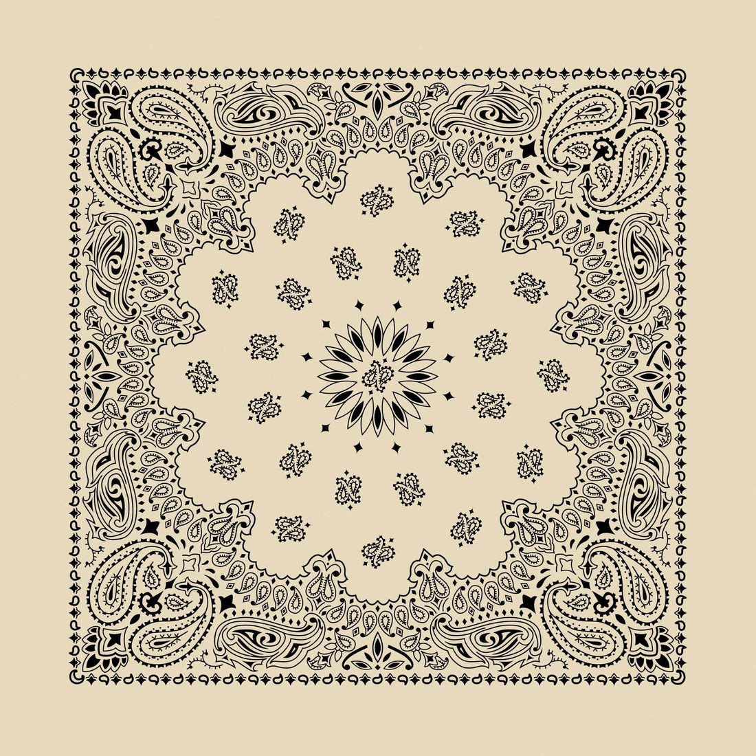Bandanna - 22" MADE IN USA - Contemporary Natural Paisley