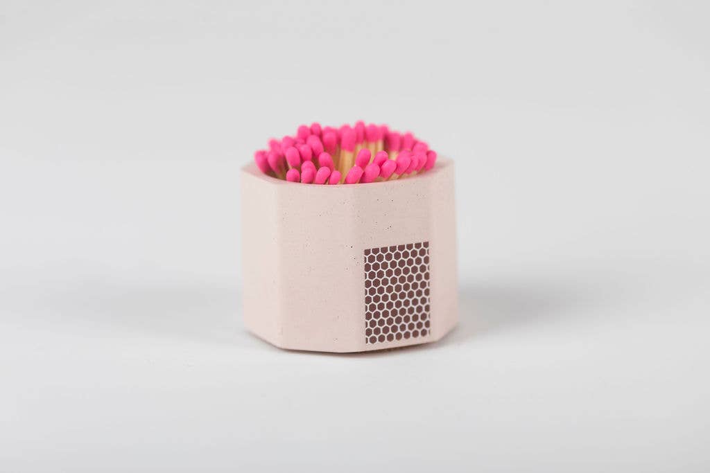 Concrete Match Holder – Modern Brights with 2-Inch Safety Matches: Blue