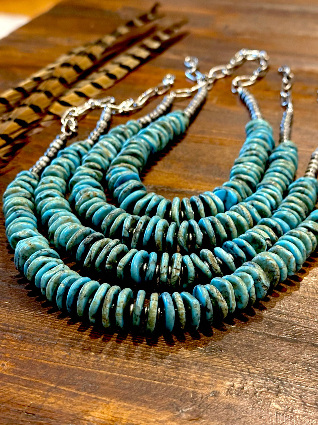 Graduated Turquoise Disk Necklace