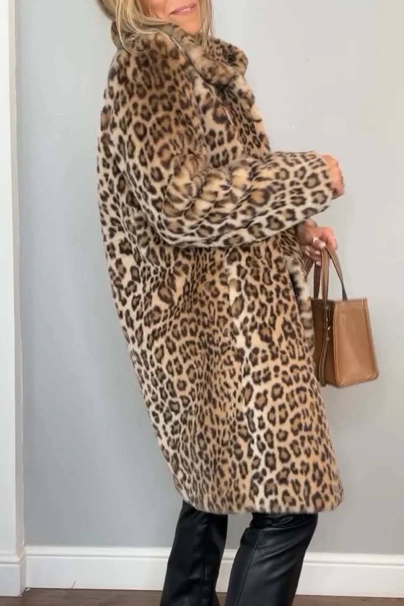Leopard Print Faux Fur Coat