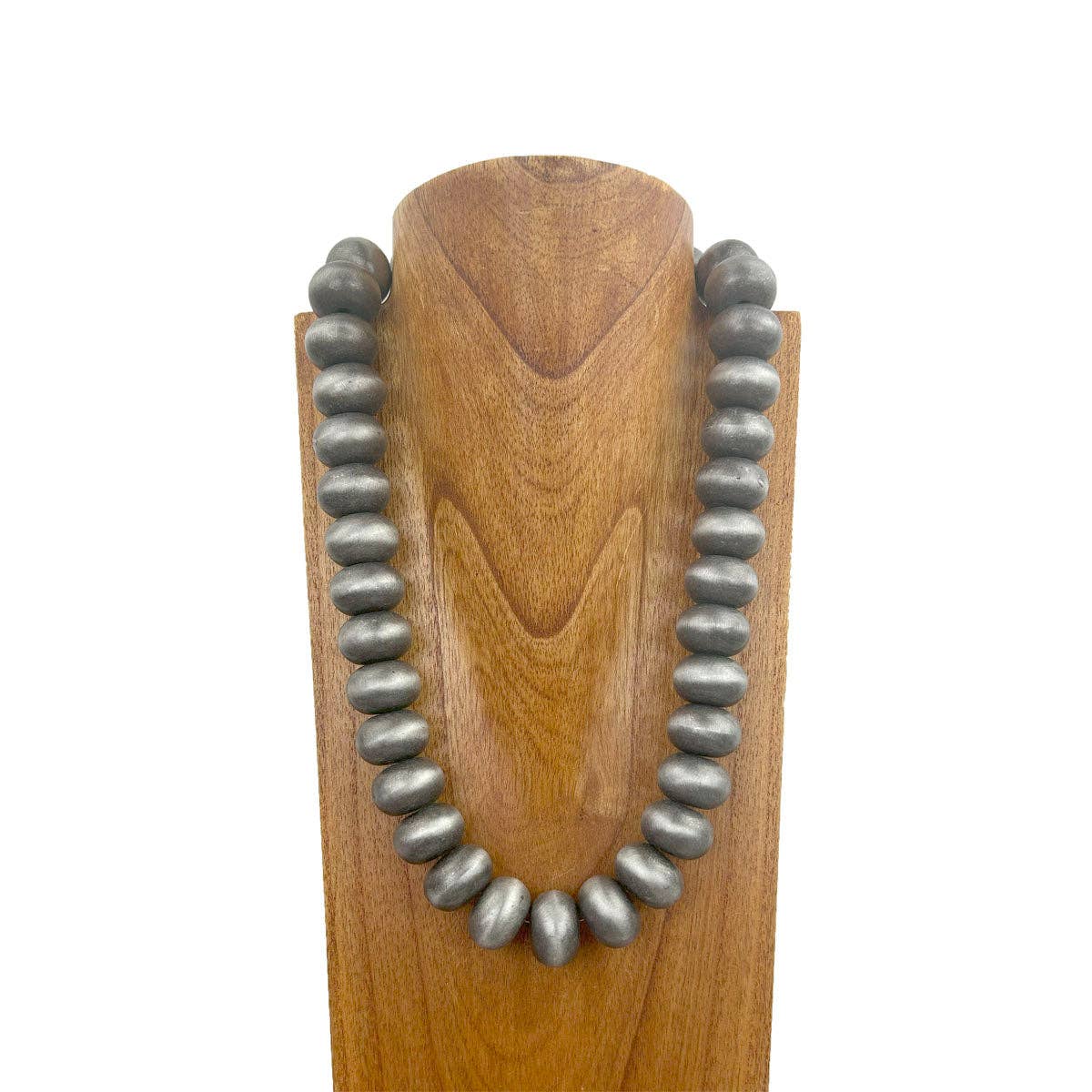 NKZ030524-07                      24 inches 25mm roundel silver Navajo pearl beads Necklace: COPPER
