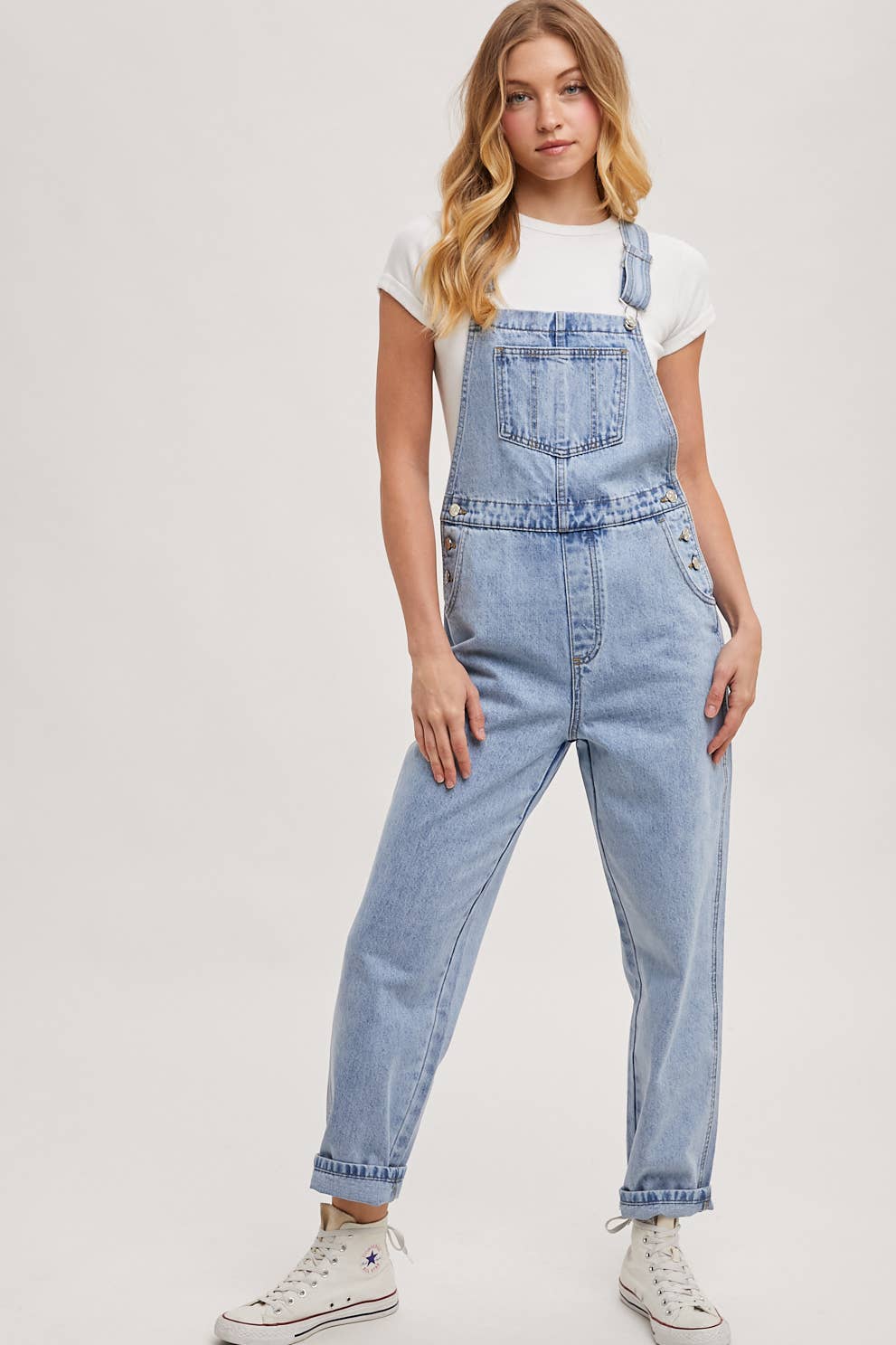 DENIM STRAIGHT LEG OVERALLS