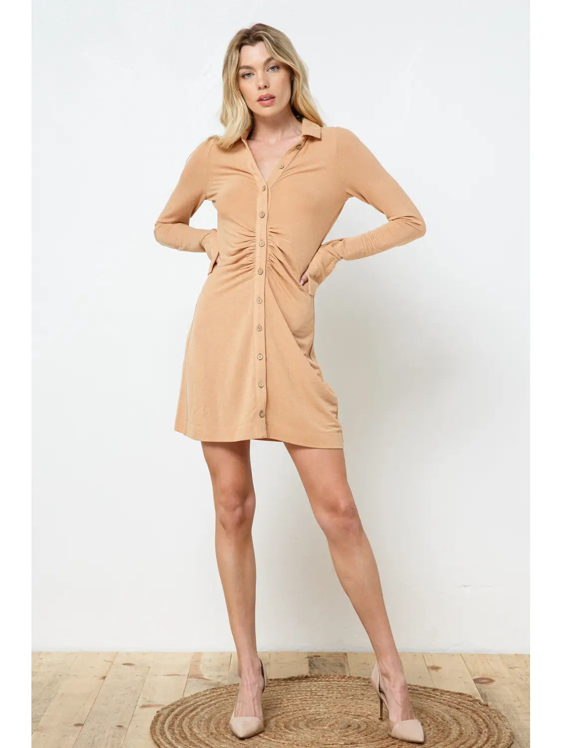 Shimering Jersey Ruched Placket