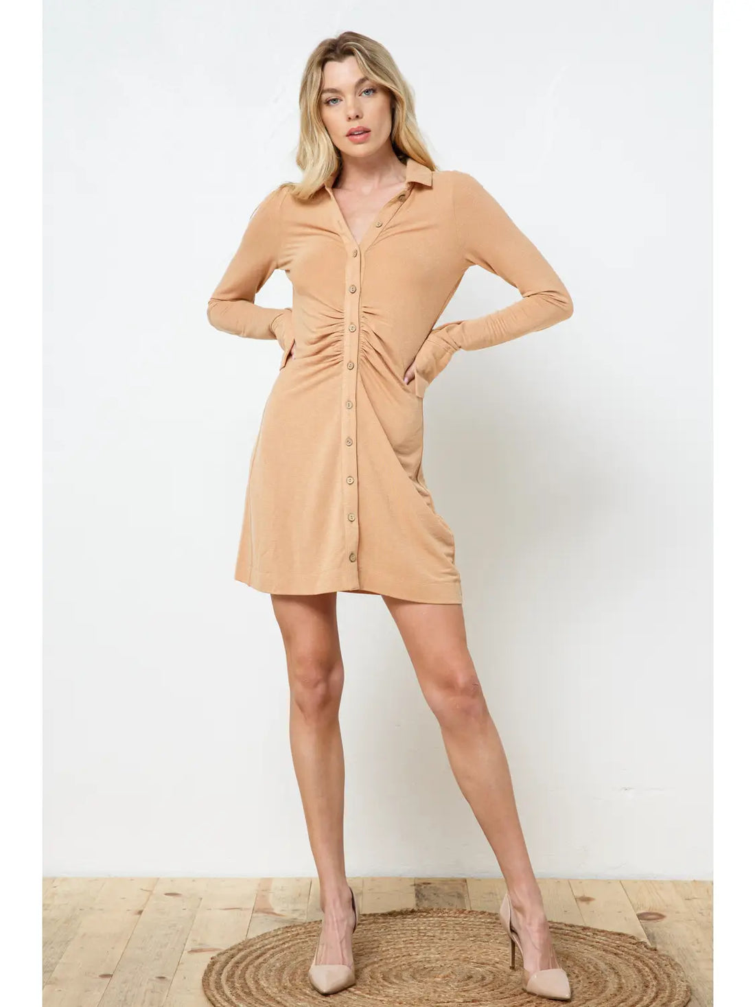 Shimering Jersey Ruched Placket