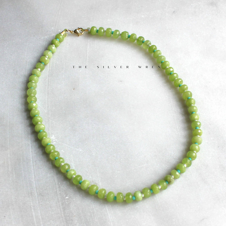Islands Stone Candy Beaded Necklace, Trendy Colorful Beads: Lime