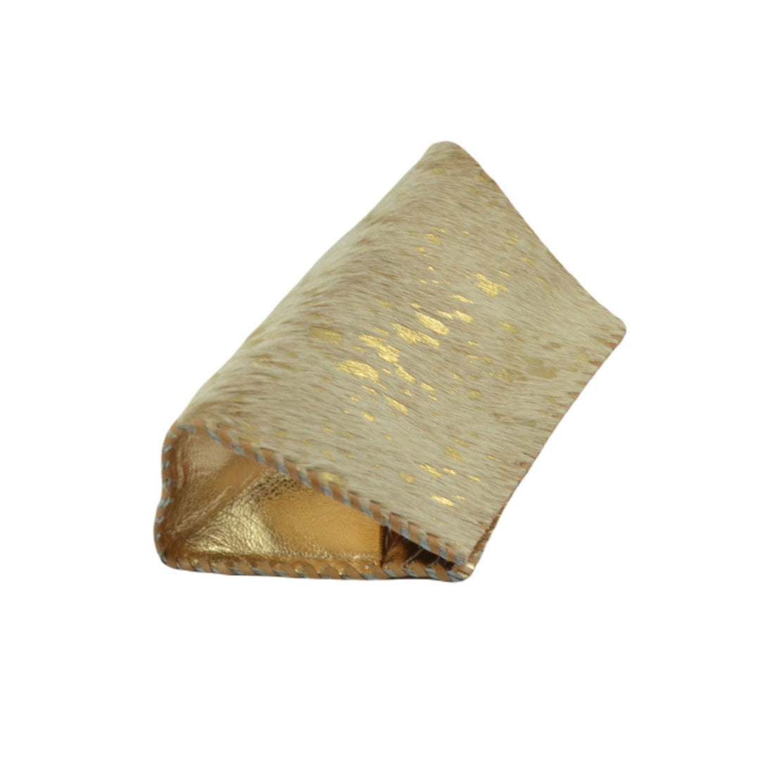 Nina Eyeglass Case Cowhide Hairon Leather: Gold