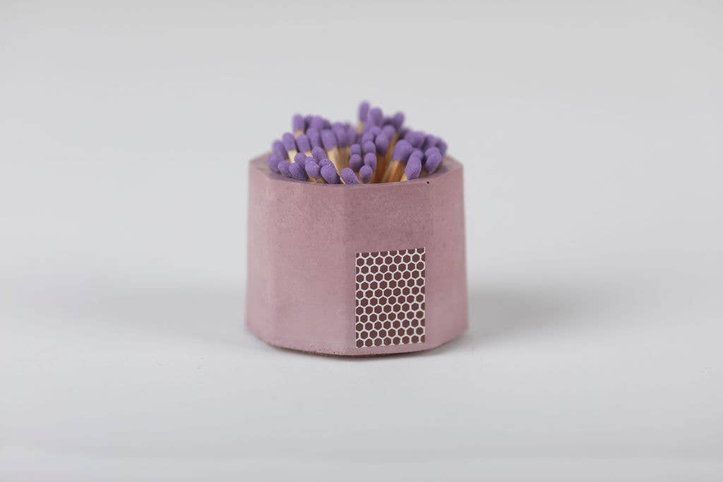 Concrete Match Holder – Modern Brights with 2-Inch Safety Matches: Blue
