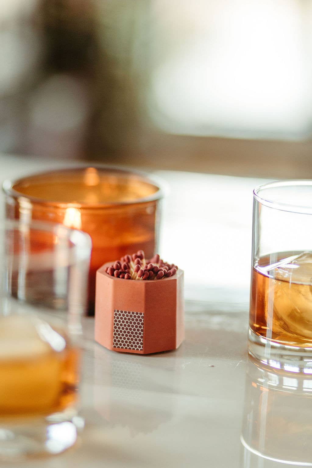 Concrete Match Holder – Modern Brights with 2-Inch Safety Matches: Brick