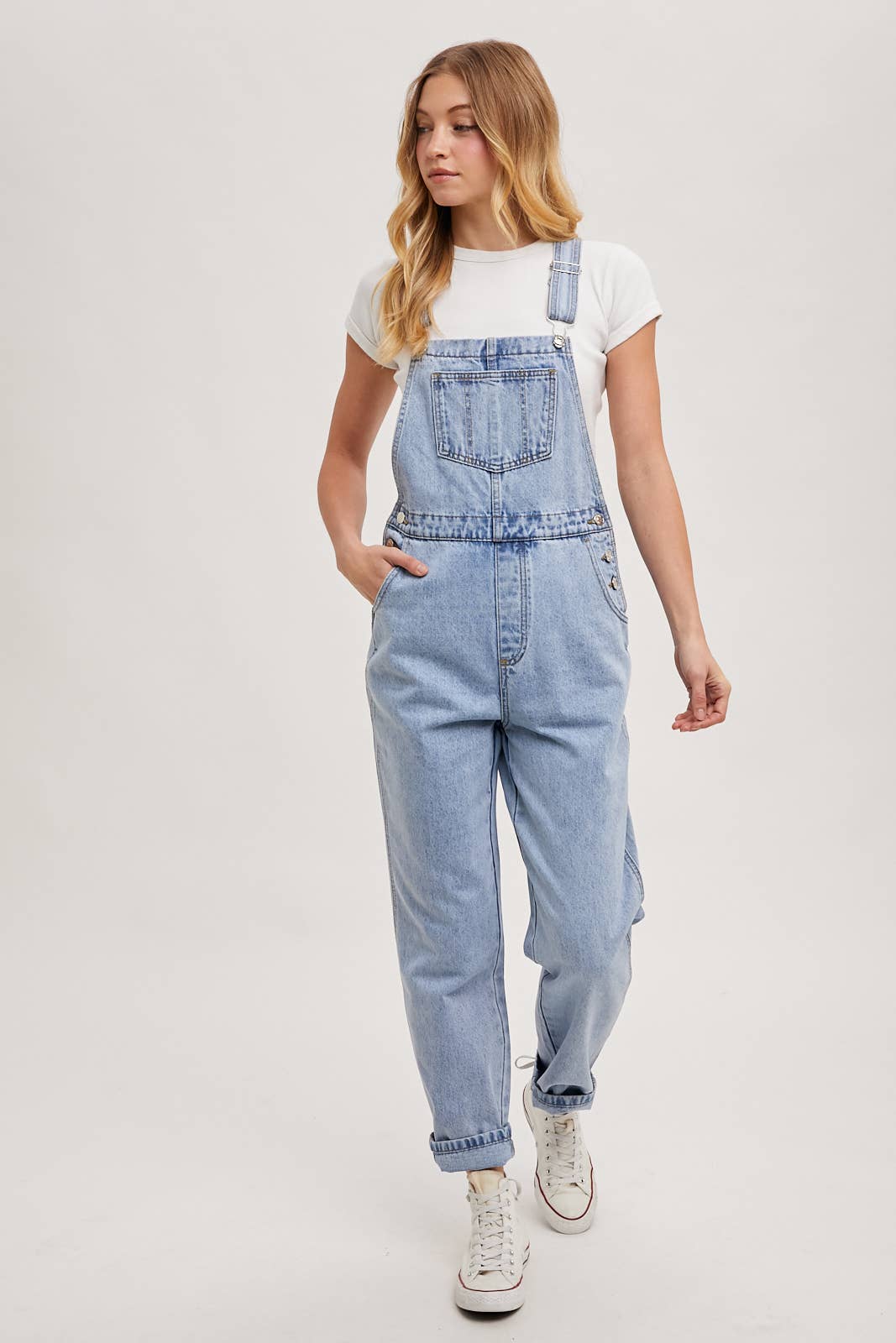 DENIM STRAIGHT LEG OVERALLS