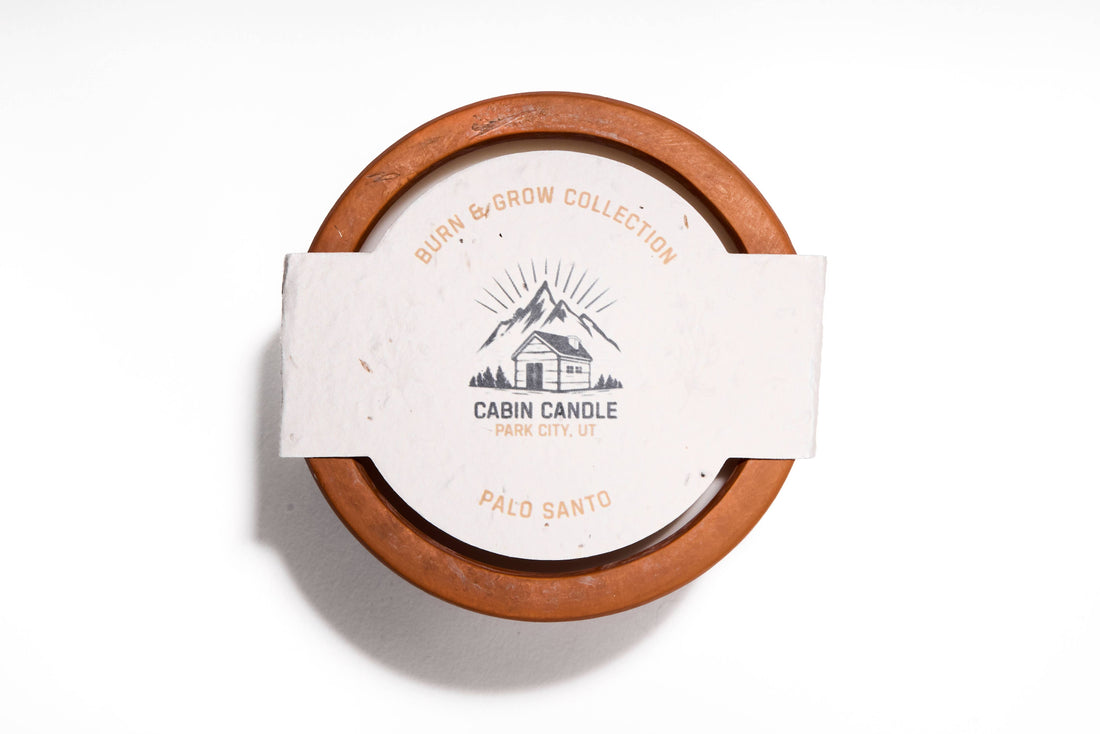 12 oz Plant Pot Scented Candle, Terra cotta pot, Seed Label: Flourish