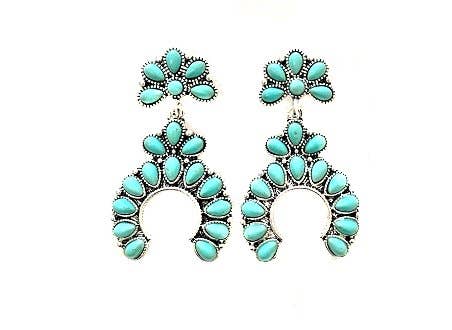 Western Squash Blossom Earrings: TURQUOISE
