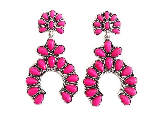 Western Squash Blossom Earrings: TURQUOISE