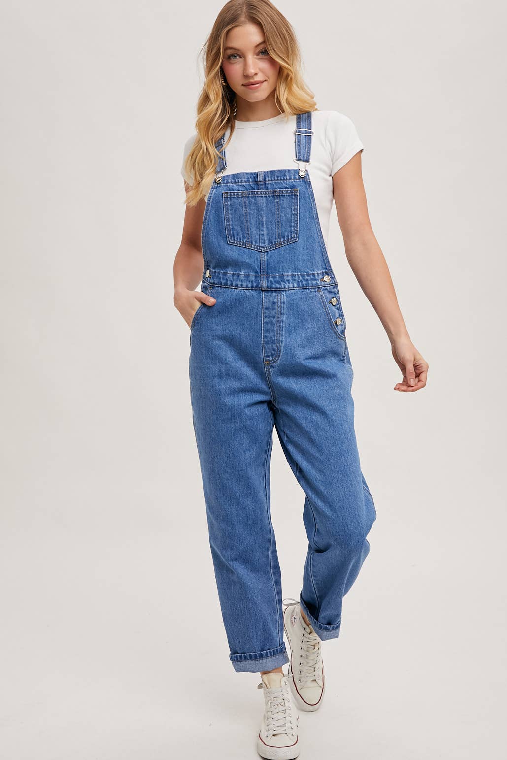 DENIM STRAIGHT LEG OVERALLS