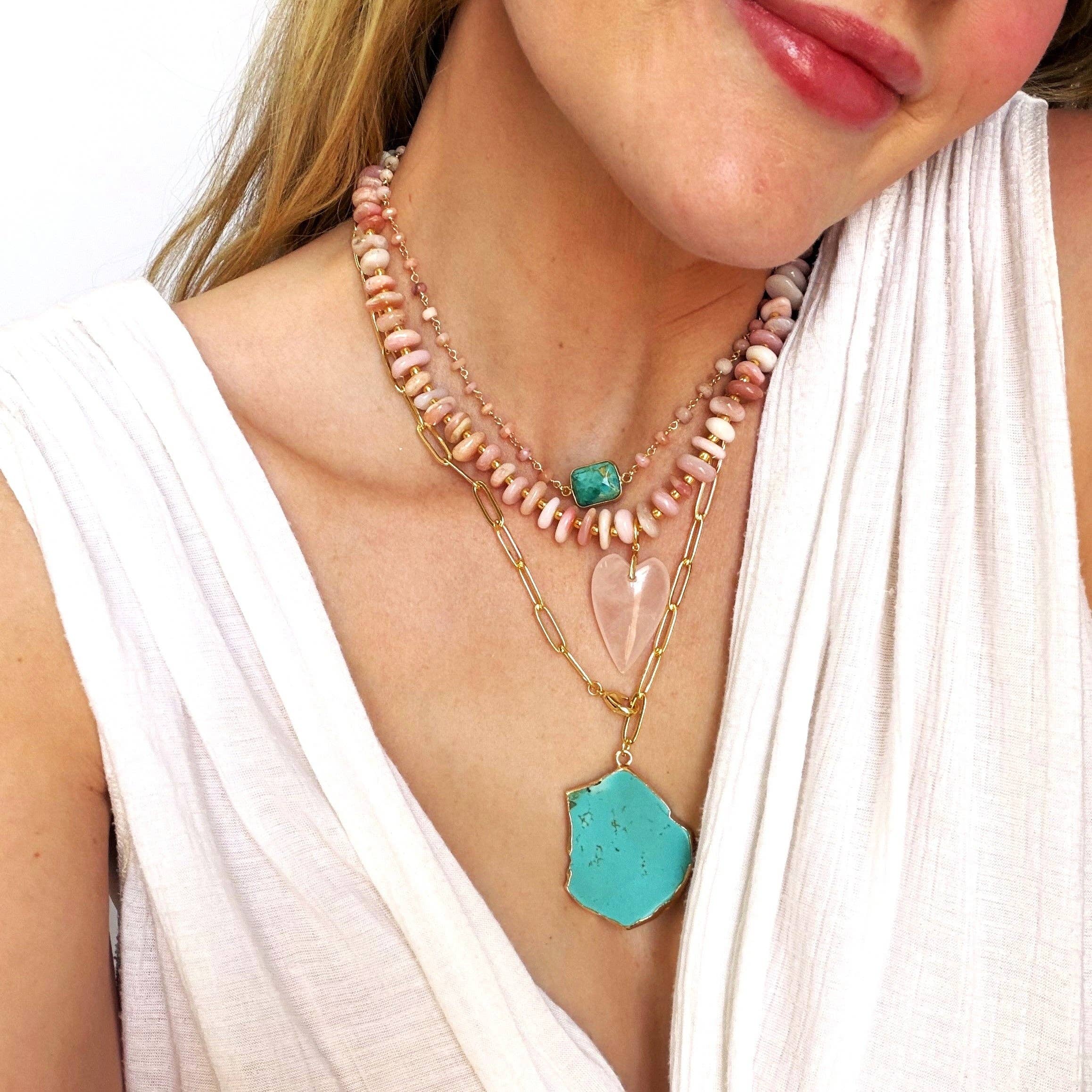 Luma Turquoise Medallion Necklace: 20 inch