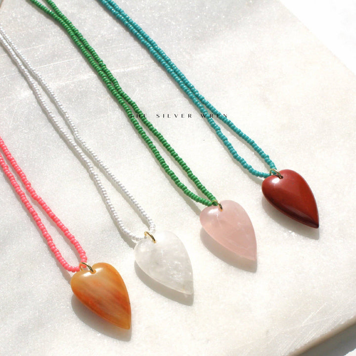 Esti Stone Heart Necklace: Rust & Turquoise / 16 inch