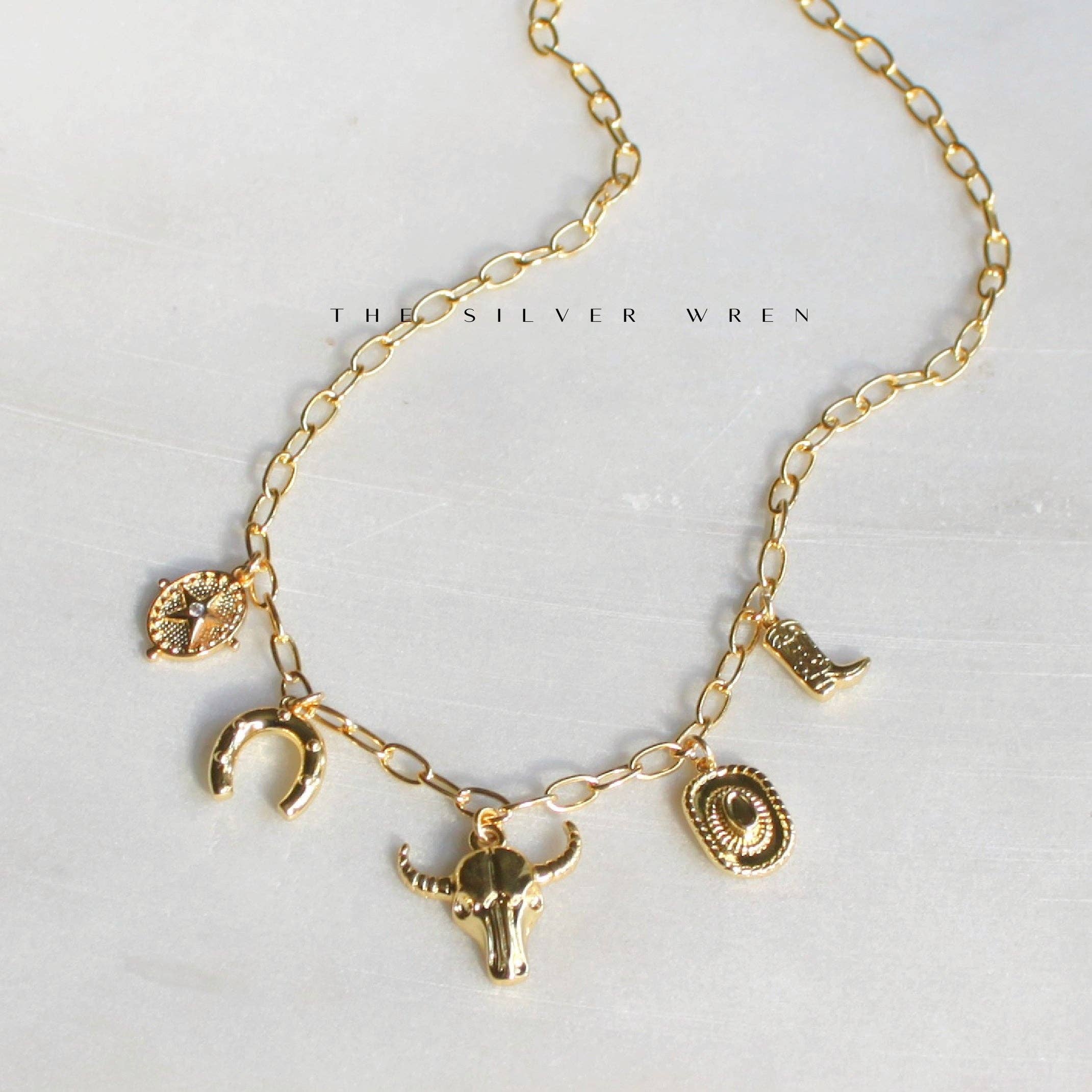 Western Multi Charm Necklace: 16 inch