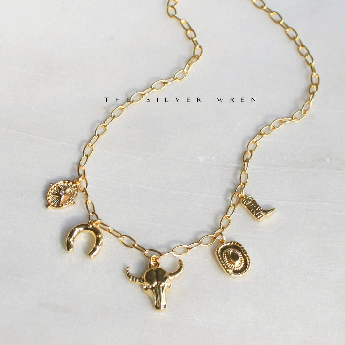 Western Multi Charm Necklace: 16 inch