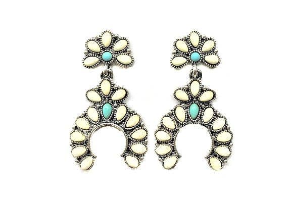 Western Squash Blossom Earrings: TURQUOISE