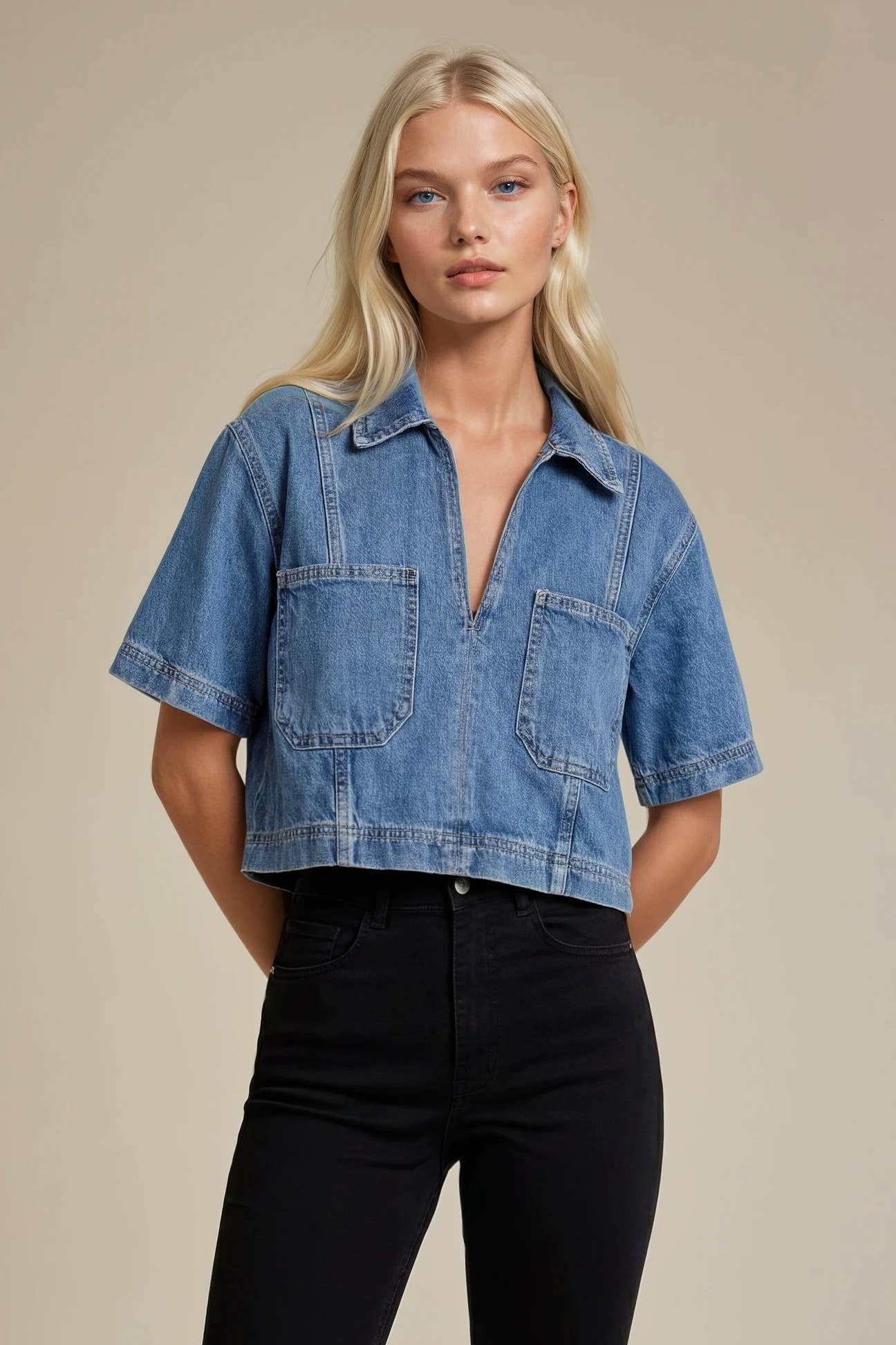 Cropped Denim Top