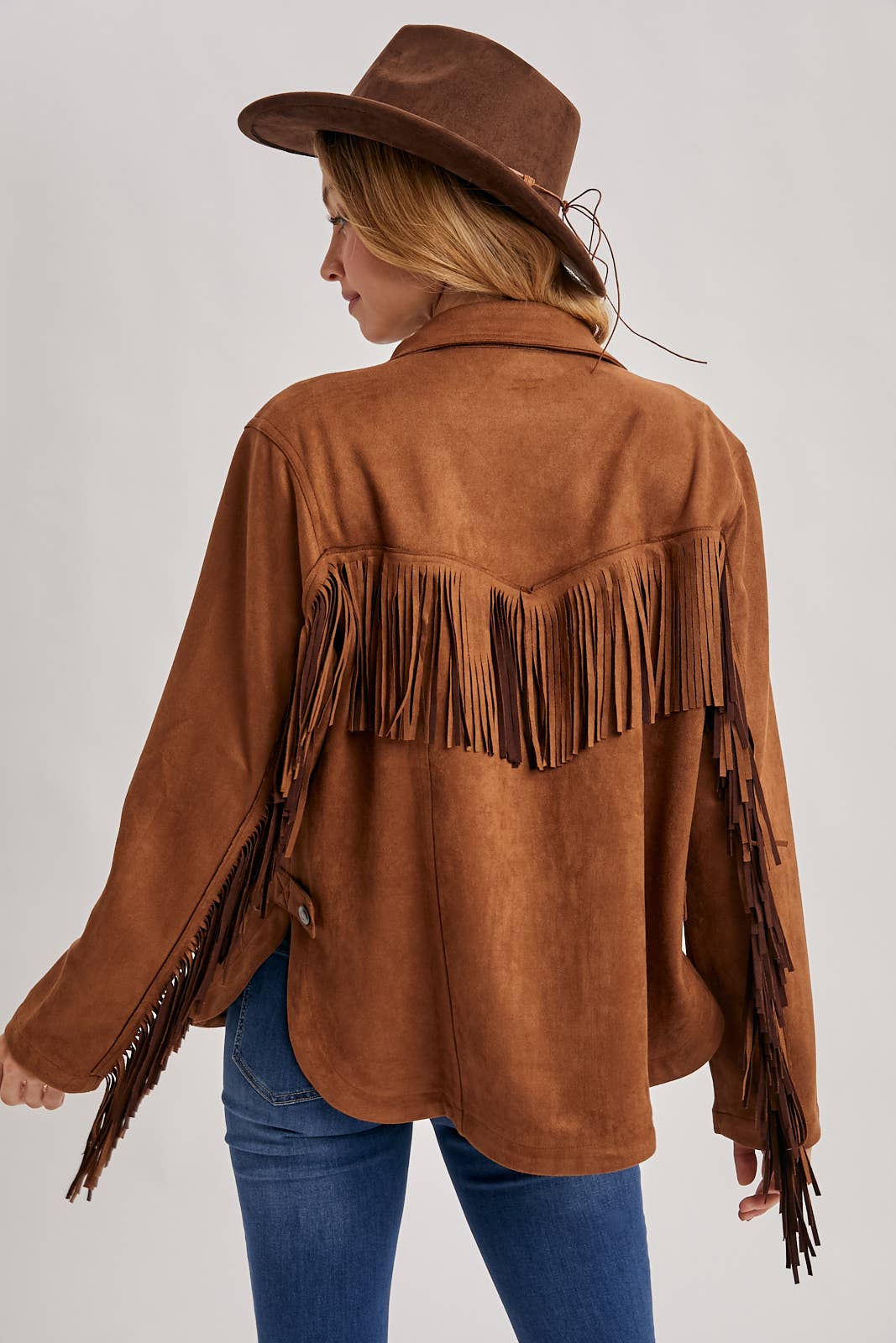WESTERN FRINGE JACKET: Black
