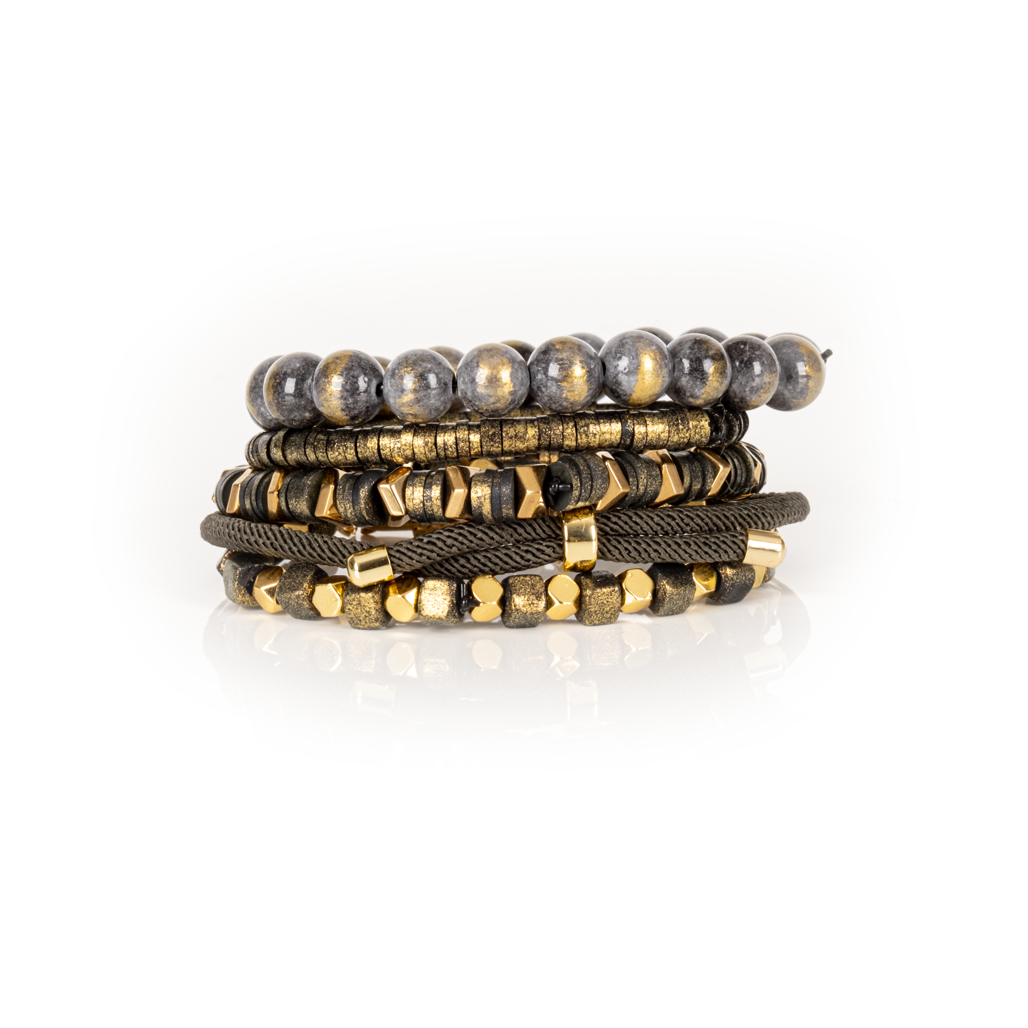 Ash & Gold Authority Bead Stack Bracelet: Small 18 cm