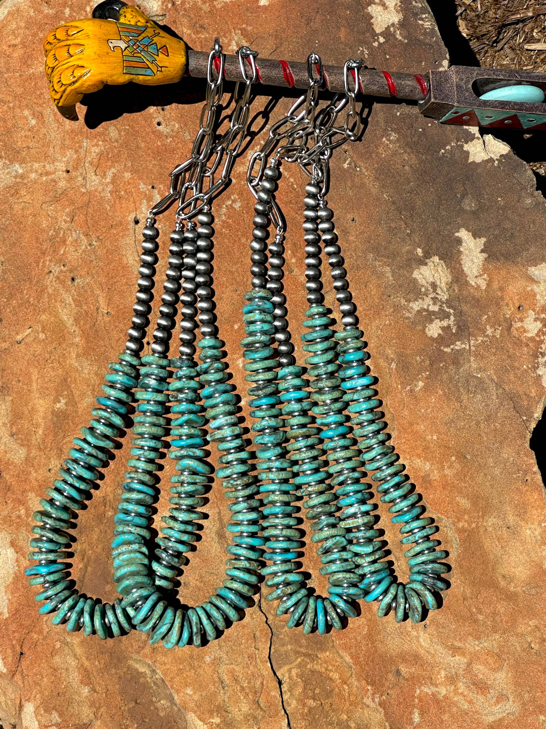 Graduated Turquoise Disk Necklace