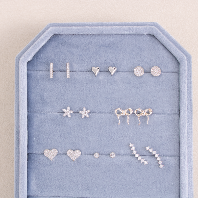 Gold Pave Flower Studs