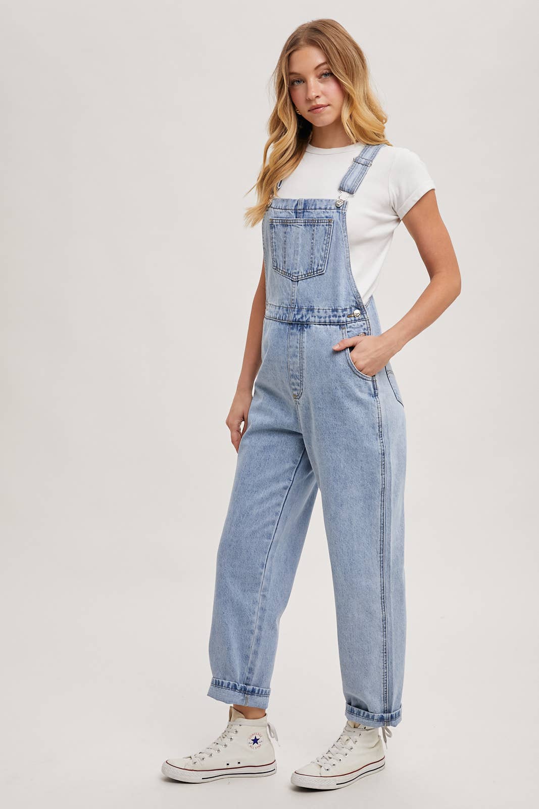 DENIM STRAIGHT LEG OVERALLS