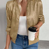 Casual bronzing thin cropped bomber jacket
