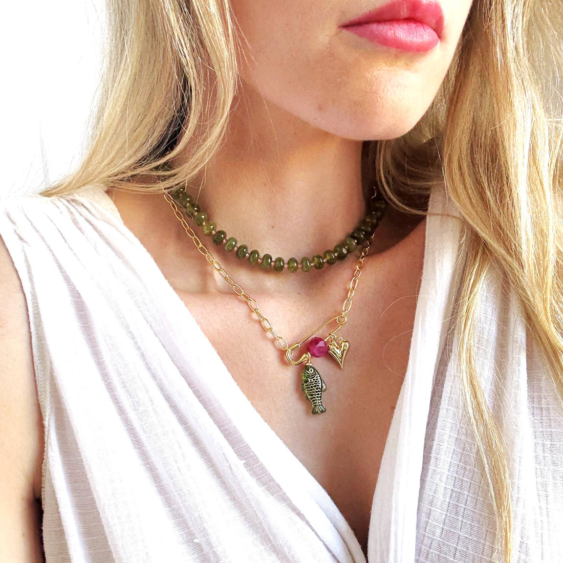 Willow Candy Bead Necklace, Handmade Fall Jewelry Trendy: Pink