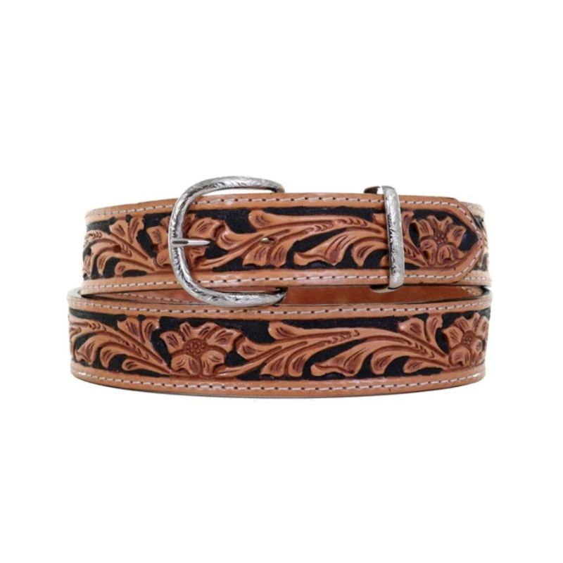B1028A - Natural Floral Tooled Belt