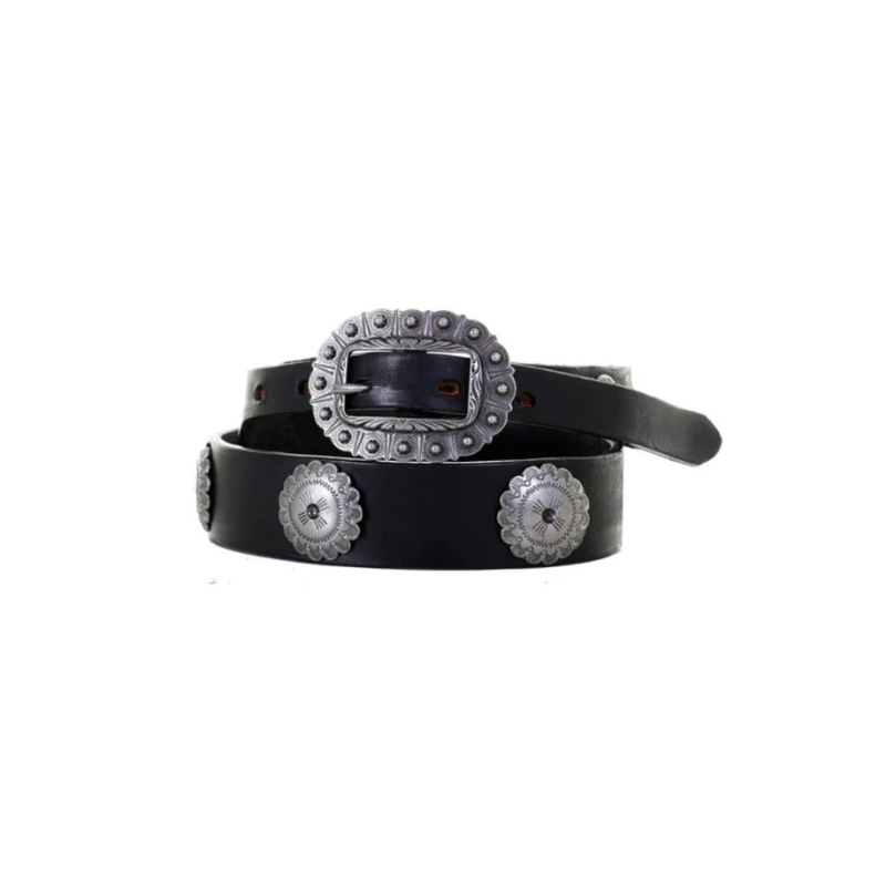 B1061 - Black Leather Concho Belt