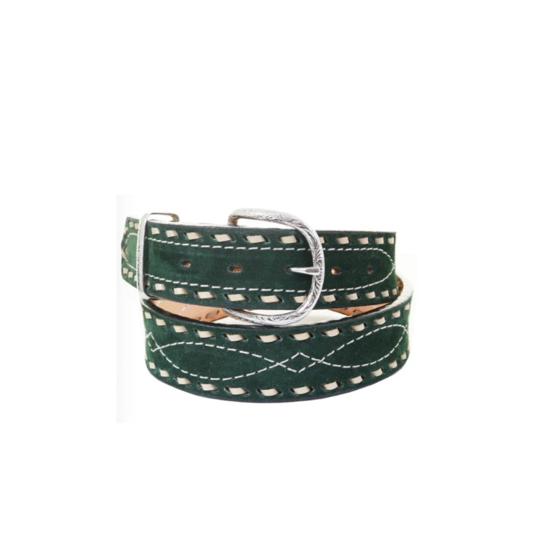 B1199B - Forest Green Suede Belt