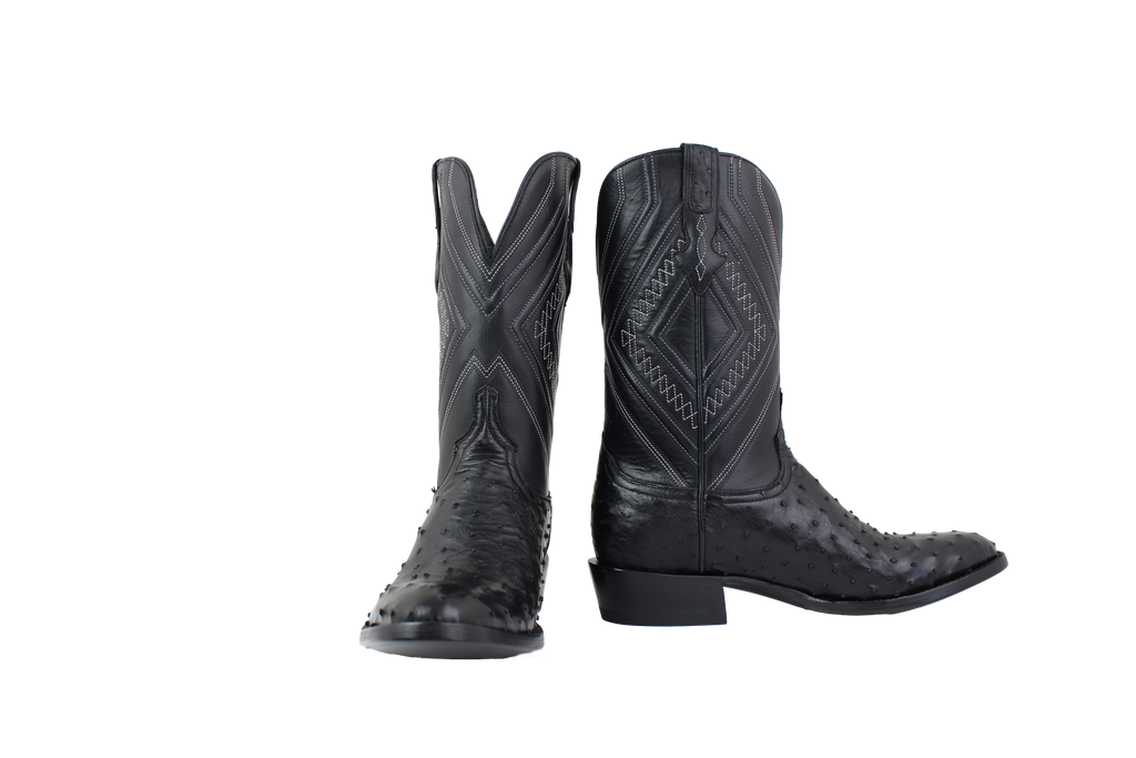 Full Quill Ostrich Black - Round Toe