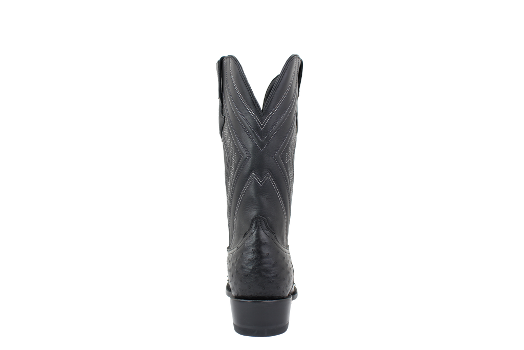 Full Quill Ostrich Black - Round Toe
