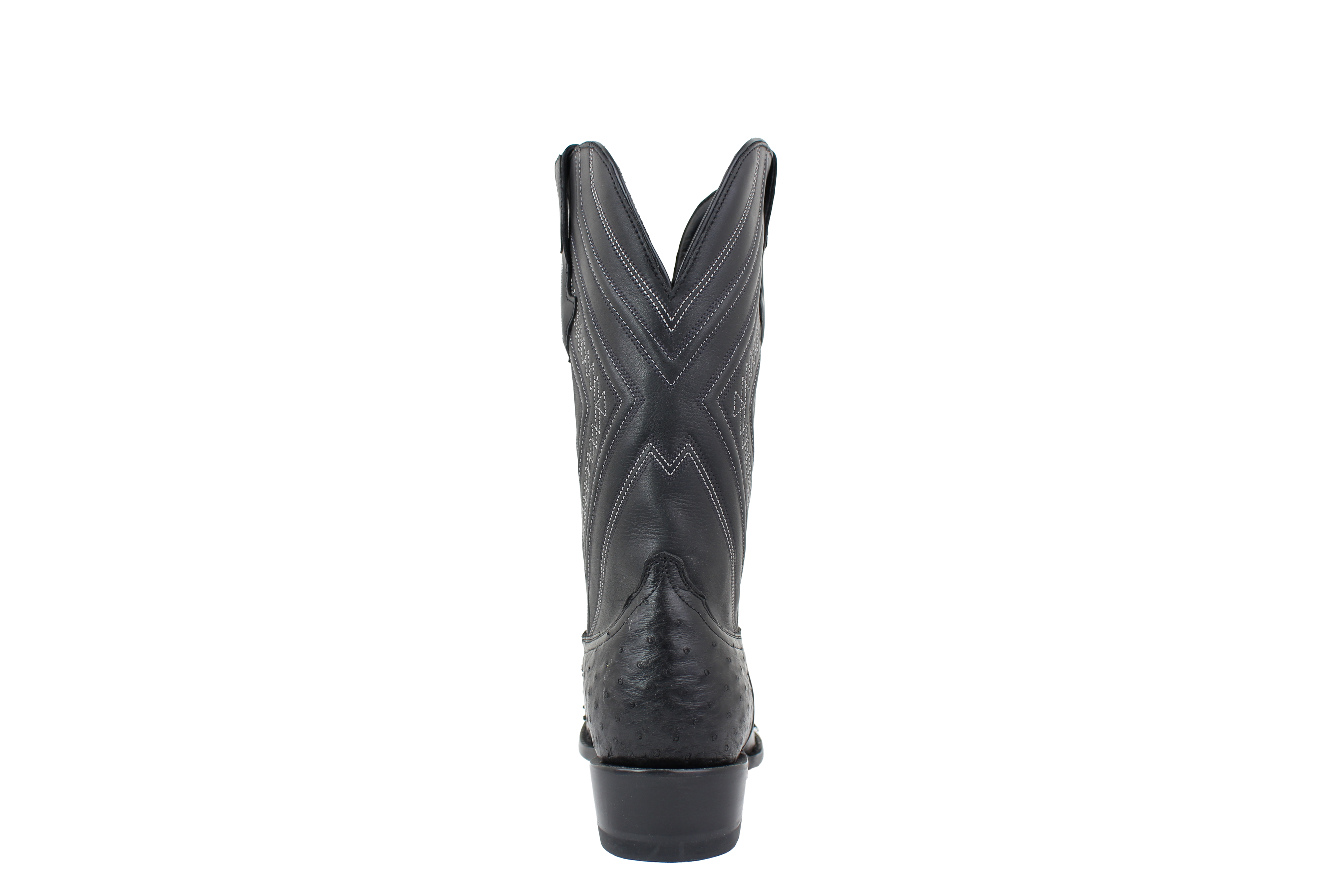 Full Quill Ostrich Black - Round Toe